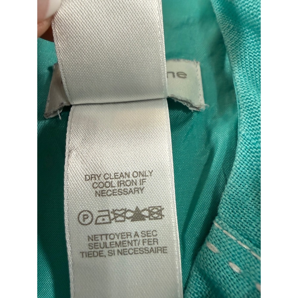 Liz Claiborne 100% Linen Turquoise Blue Sheath Dress Contrast Stitch Women Sz: 8 - Picture 6 of 8